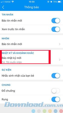 Tắt thông báo từ Zalo