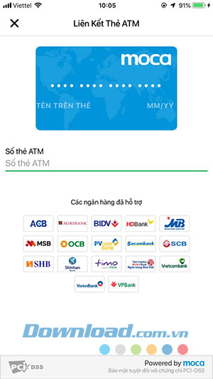 Nhập thông tin thẻ ATM để liên kết