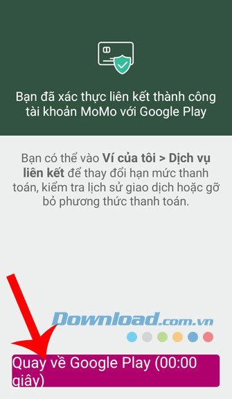 Bấm nút Quay lại Google Play