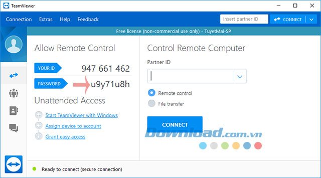 Mật khẩu TeamViewer được kéo dài