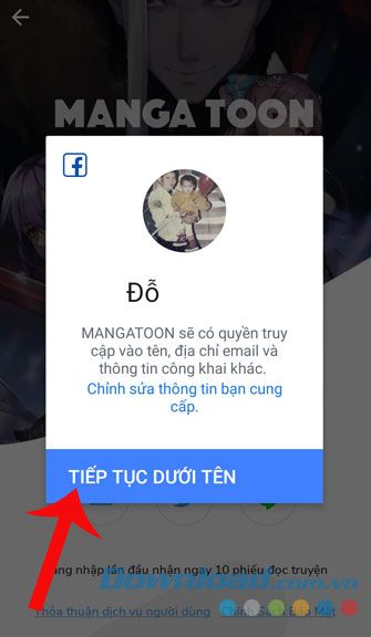Chạm vào nút Tiếp theo dưới tên