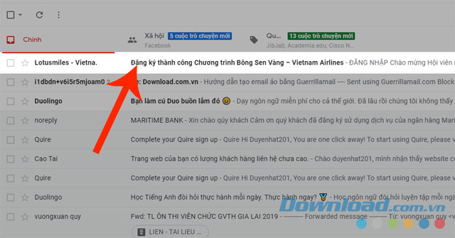 Mở hộp thư gmail