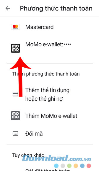 Ví điện tử MOMO đã được thêm vào phương thức thanh toán của Google Play