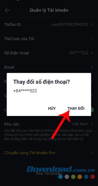 Chạm vào Thay đổi