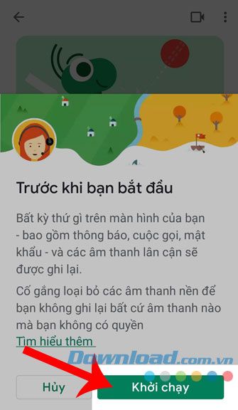 Nhấn vào nút Bắt đầu