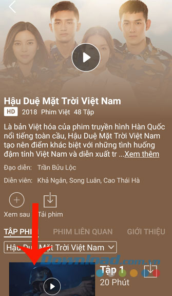 Chọn tập phim mong muốn.