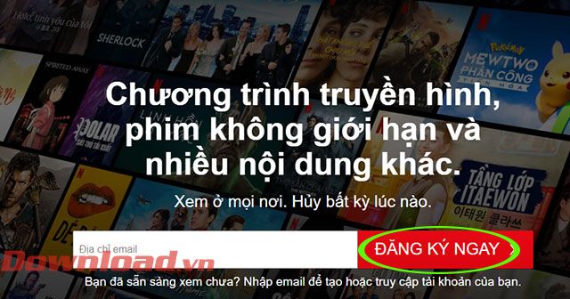 Giao diện đăng ký miễn phí trong 30 ngày của Netflix