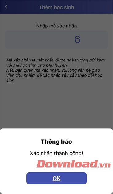 Thông báo Xác nhận thành công