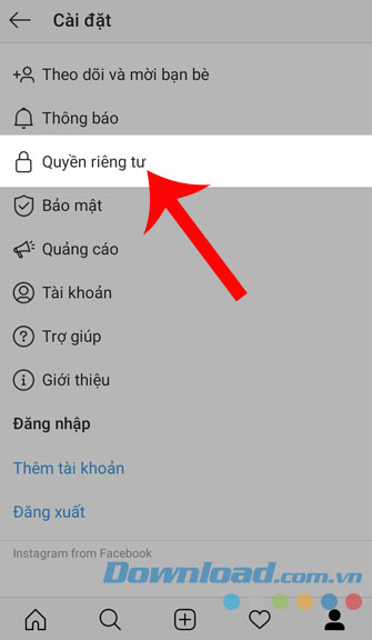 Chạm vào Quyền riêng tư