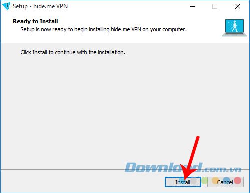 Chọn Cài đặt để bắt đầu cài đặt Hideme VPN trên máy tính