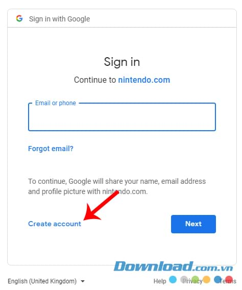 Tạo tài khoản Nintendo trên máy tính