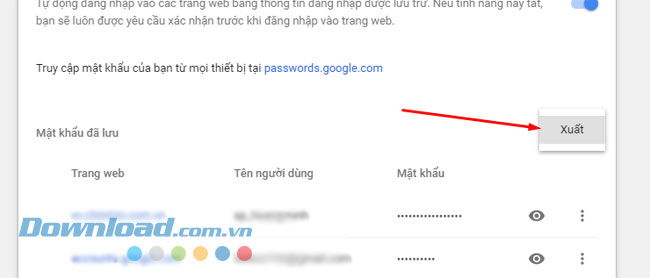 Mật khẩu trên Chrome