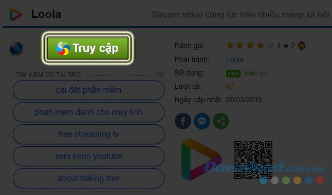 Chọn mục Truy cập