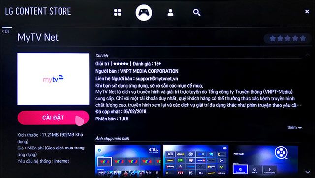 Hướng dẫn cài đặt MyTV Net trên TV