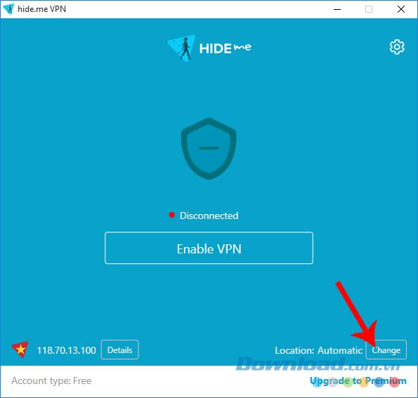 Nhấp vào Thay đổi