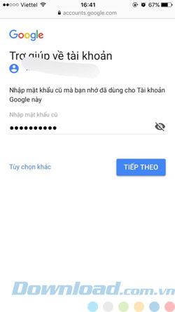 Mật khẩu trước đây của Gmail