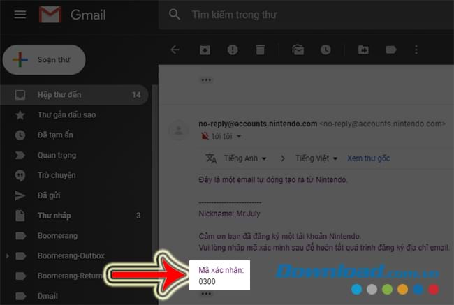 Đăng nhập vào tài khoản Gmail để nhận mã xác nhận