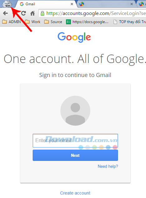 Truy cập Gmail bằng trình duyệt ẩn danh