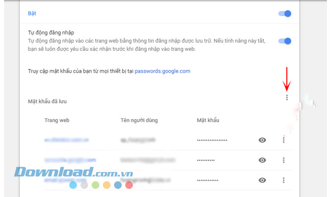 Mật khẩu trên Chrome