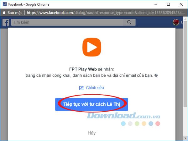 Đăng nhập bằng tài khoản Facebook