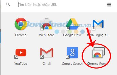 Nhấp vào biểu tượng Chrome Remote