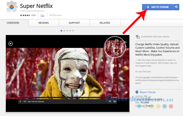 Thêm tiện ích xem phim Netflix trên Chrome