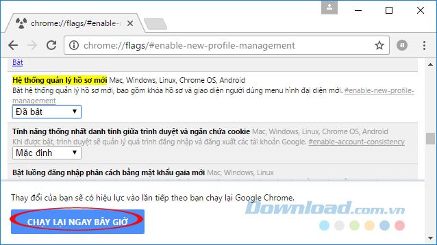 Khởi động lại trình duyệt Chrome