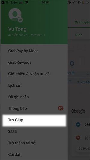 Chọn mục Trợ giúp