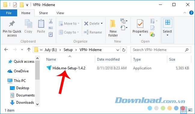 Chạy file cài đặt Hide.me VPN
