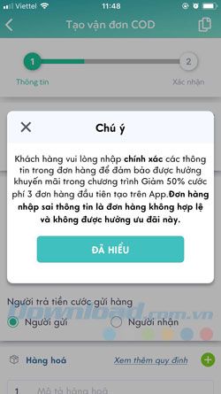 Tạo vận đơn ViettelPost