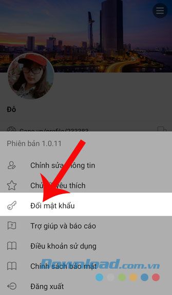 Nhấn Đổi mật khẩu