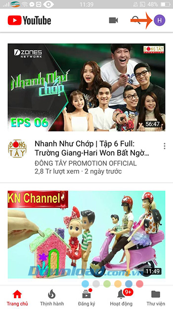 Trang chủ của YouTube