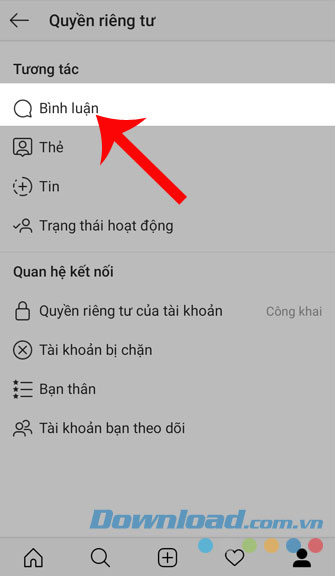 Chọn phần Ý kiến