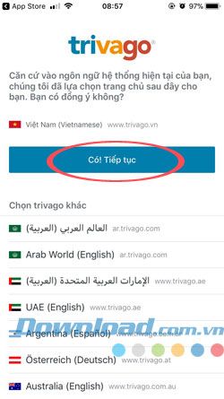 Tạo tài khoản Trivago