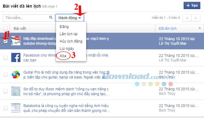 Xóa bài viết đã lên lịch đăng trên Fanpage Facebook