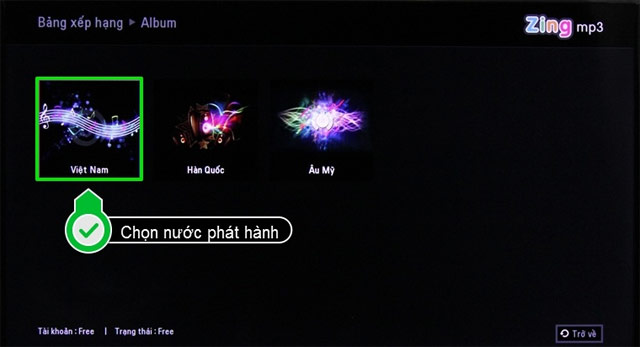 Chọn quốc gia phát hành Album