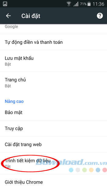 Chức năng tiết kiệm Dữ liệu