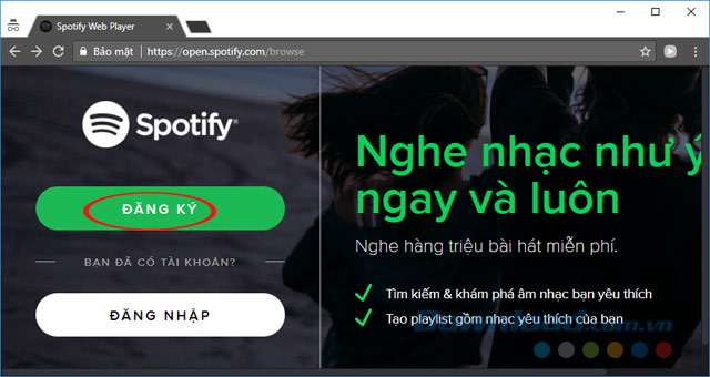 Đăng Ký Spotify trên Trình Duyệt Web