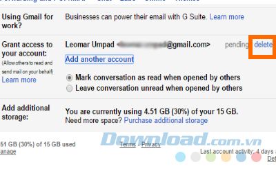 Hủy bỏ ủy quyền truy cập vào tài khoản Gmail