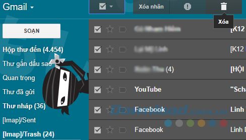 Xóa hết email trong thùng rác
