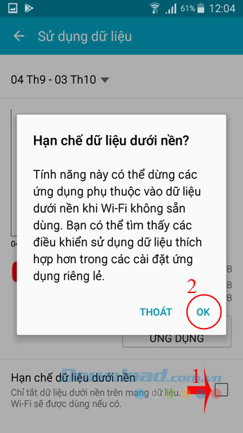 Giới hạn sử dụng dữ liệu nền