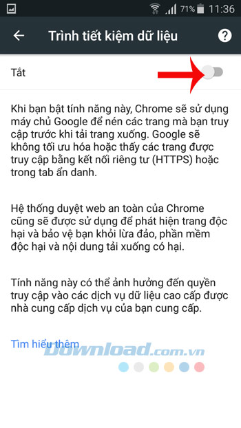 Kích hoạt tính năng tiết kiệm Dữ liệu