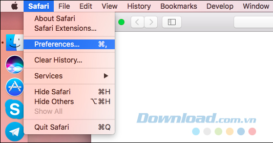 Nhấp vào Safari > Preferences