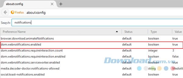 Tìm kiếm lựa chọn đọc dom.webnotifications.enabled
