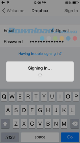 Đăng nhập vào Dropbox trên iOS
