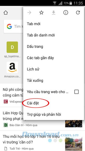 Cách Thay đổi cài đặt trên Trình duyệt Google Chrome