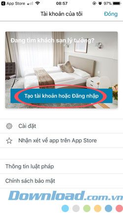 Tạo tài khoản Trivago