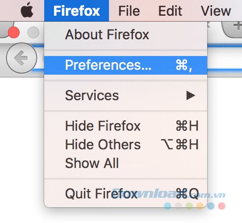 Mở Cài đặt Firefox