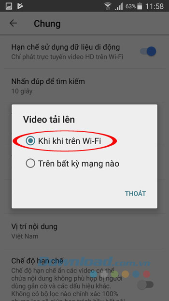 Tải ảnh lên khi có Wifi