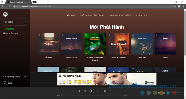 Giao Diện Spotify trên Trình Duyệt Web